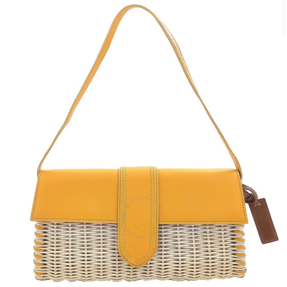 Le Bambino Long Osier Shoulder Bag in Yellow Jacquemus